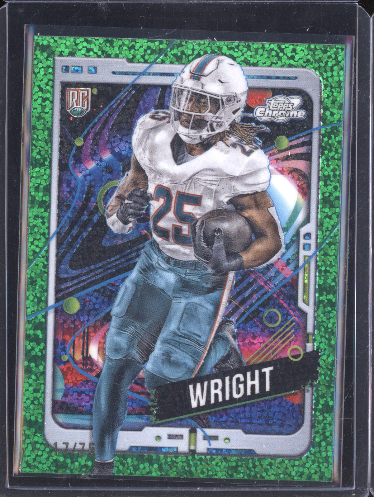 Jaylen Wright 2024 Topps Cosmic Chrome 158 Green Space Dust RC 17/75