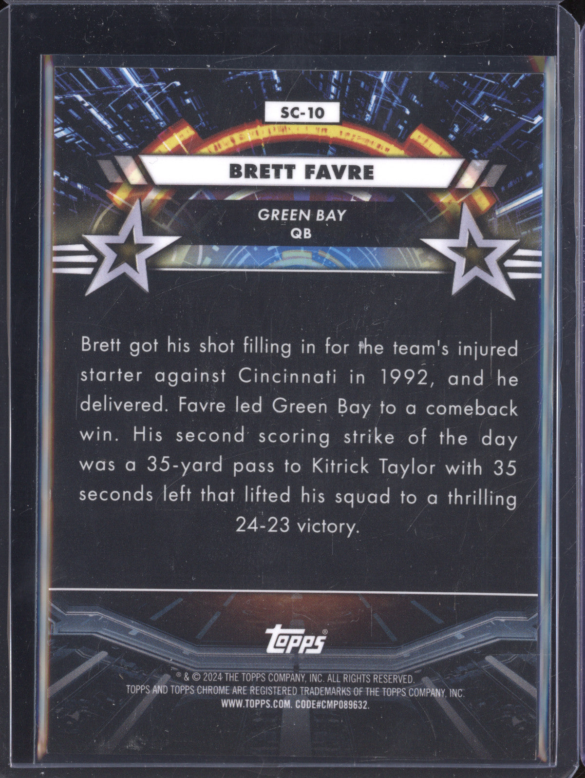 Brett Favre 2024 Topps Cosmic Chrome SC-10 Star Command Blue Moon 66/99