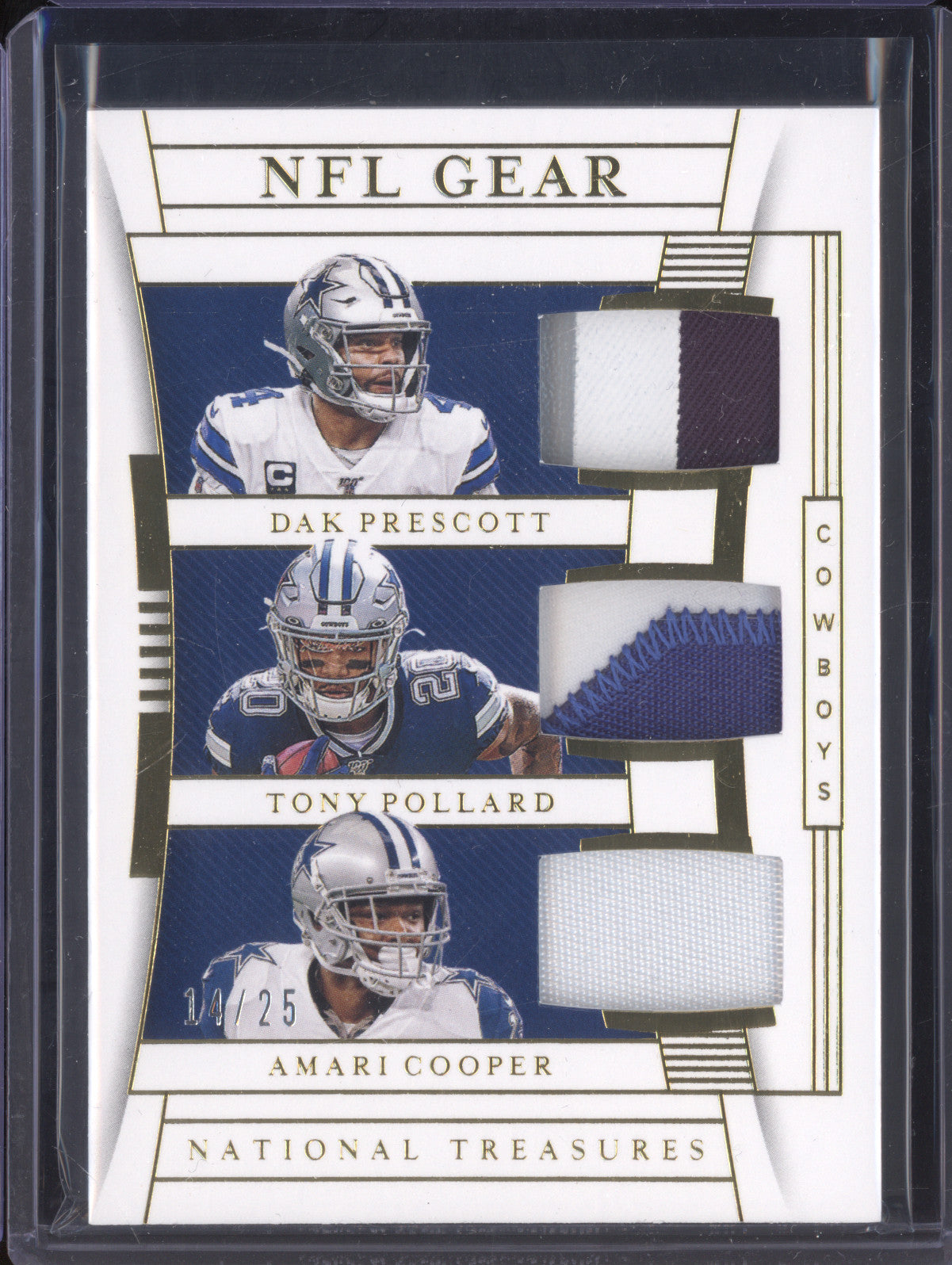Prescott Pollard Cooper 2019 Panini NT GTM-10 NFL Gear Trio Materials Prime /25