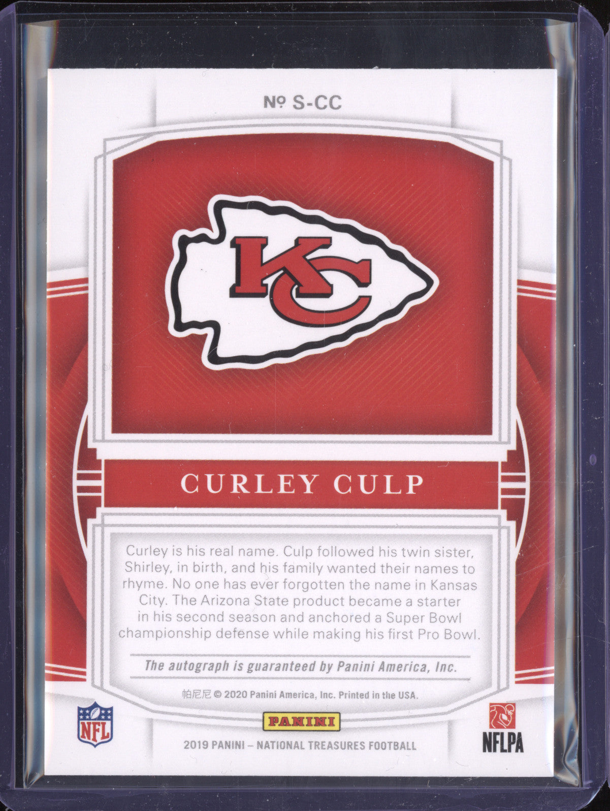 Curley Culp 2019 Panini National Treasures S-CC Signatures Holo Silver 9/25