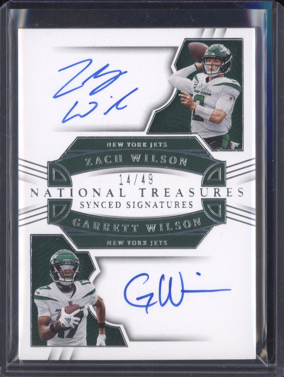 Zach Wilson Garrett Wilson 2023 Panini NT SS-NYJ Synced Signatures 14/49