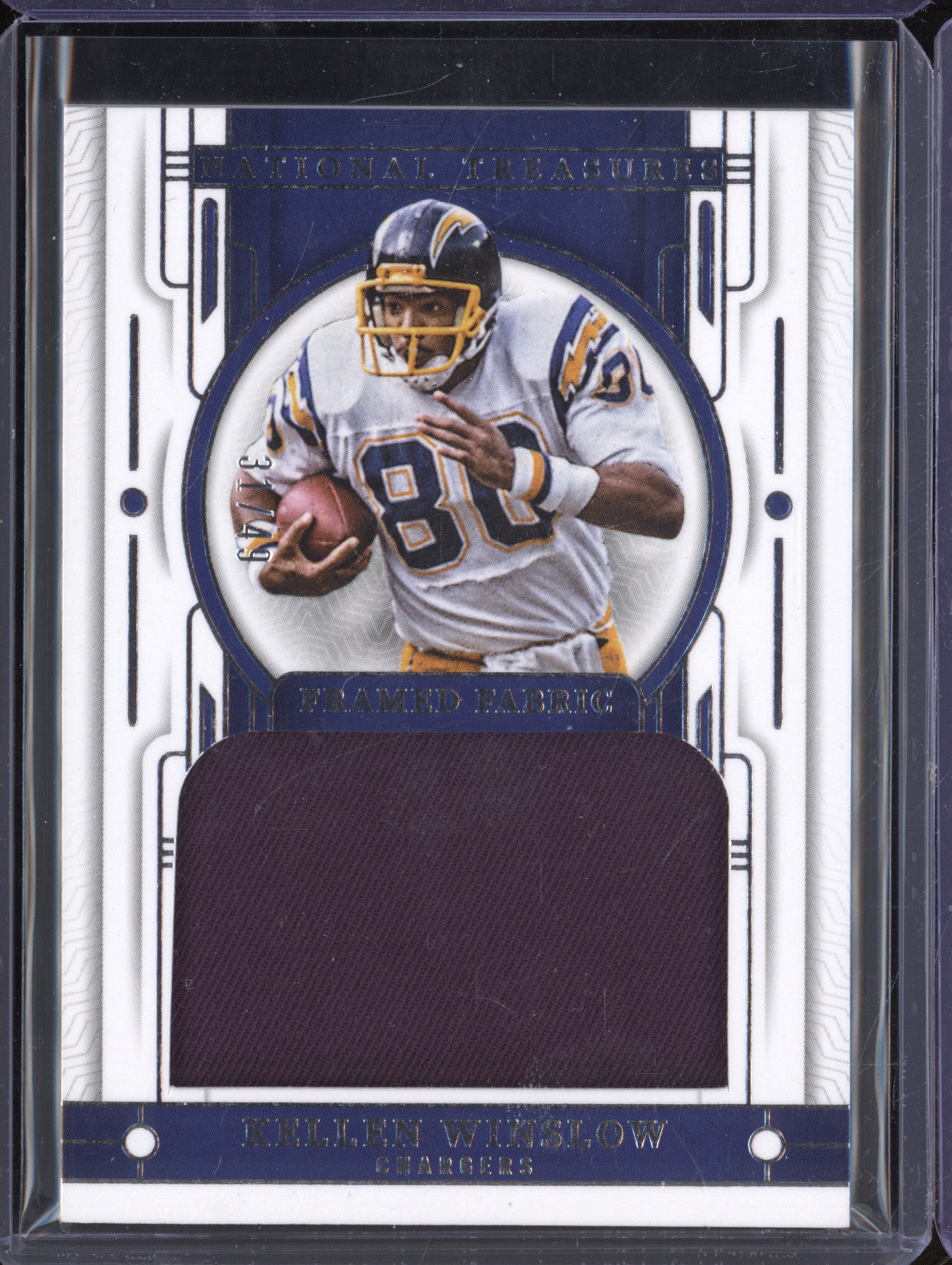 Kellen Winslow 2023 Panini National Treasures FFA-KWW Framed Fabric 31/49