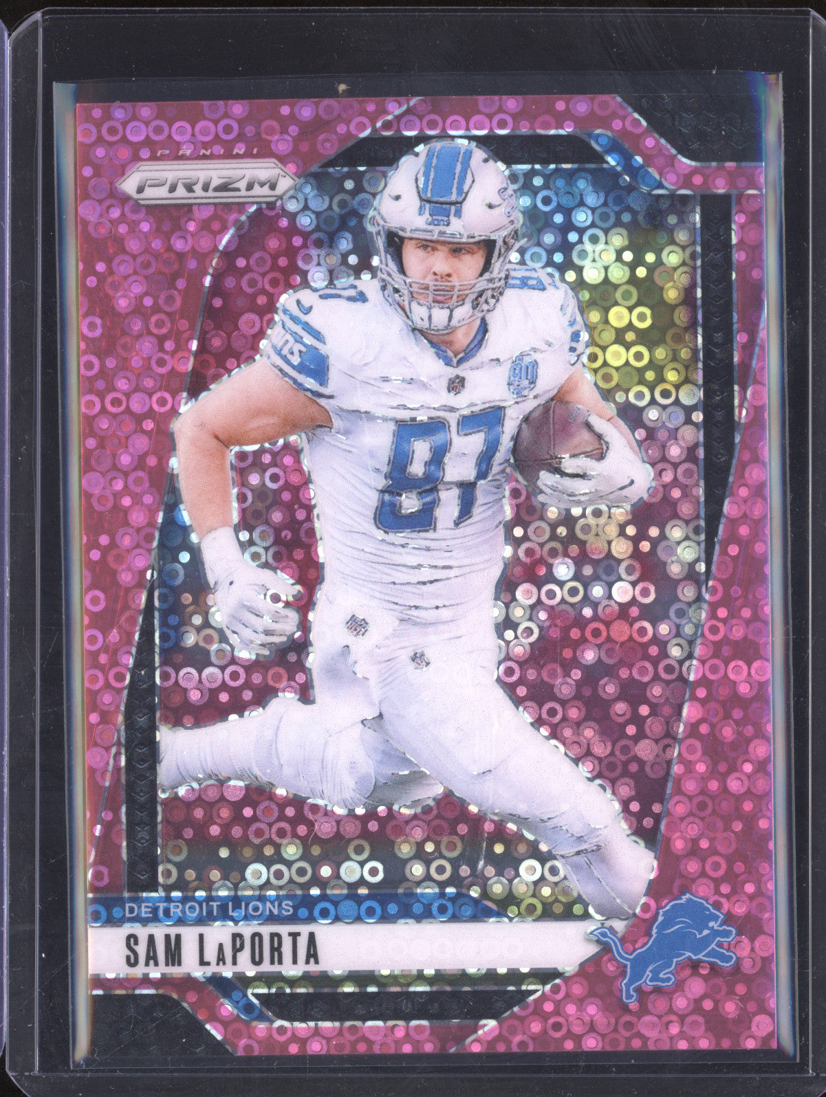 Sam LaPorta 2024 Panini Prizm 96 No Huddle Pink 12/25
