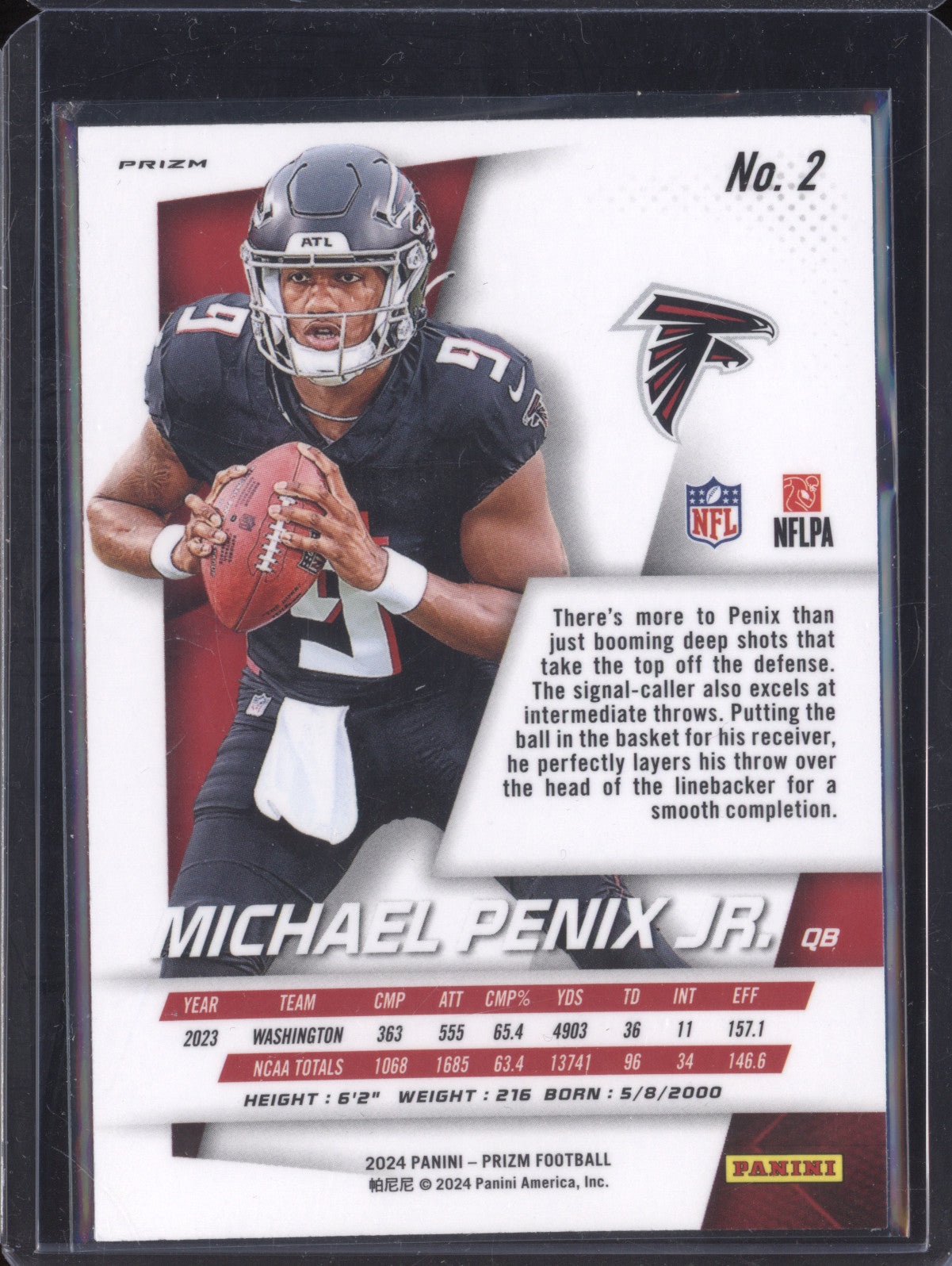 Michael Penix Jr 2024 Panini Prizm 2 No Huddle Rookie Variation RC
