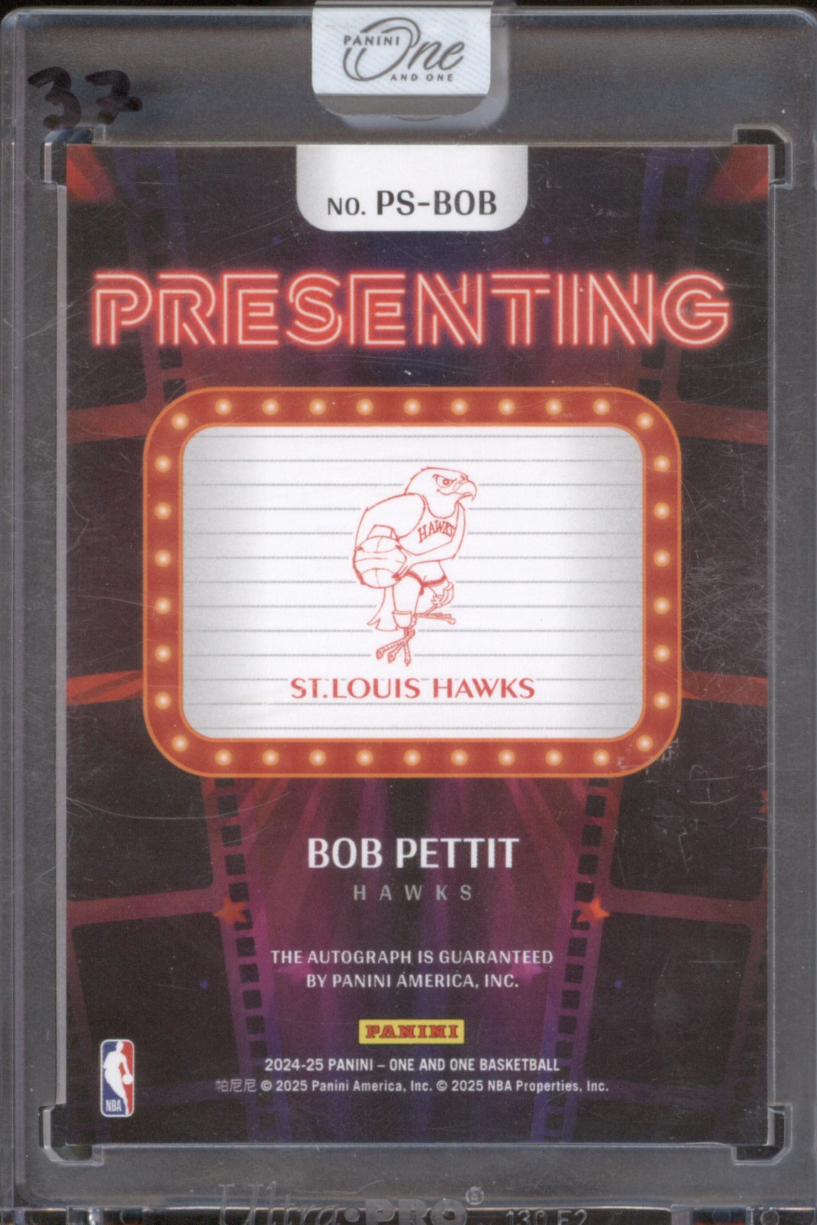 Bob Pettit 2024 Panini One and One Presenting Green Auto /5