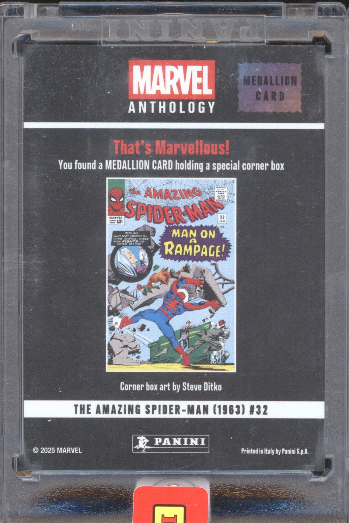 The Amazing Spider-Man (1963) 2025 Panini Marvel Anthology #32 Medallion Card