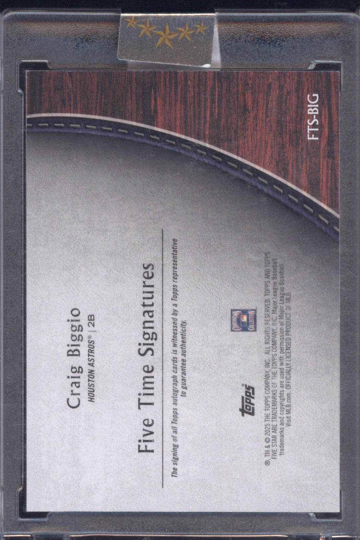 Craig Biggio 2014 Topps Five Star #FTS-BIG 5x Signatures /25