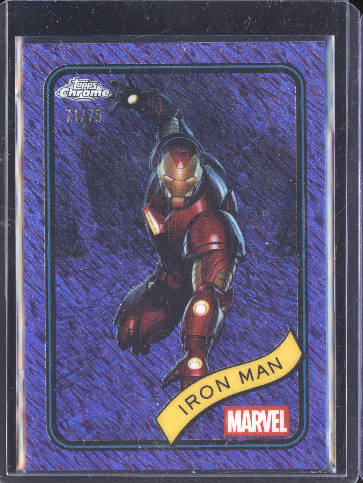 Iron Man 2025 Topps Chrome Marvel 1 Purple Shimmer Refractor 71/75