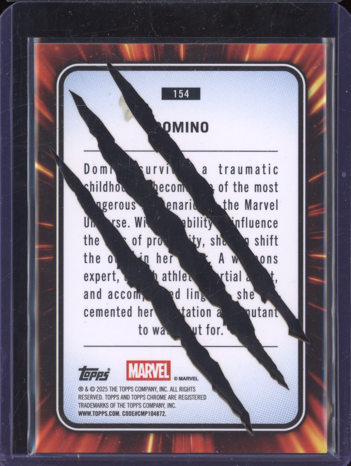 Domino 2025 Topps Chrome Marvel 154 Clawed Chrome Stainless Steel 17/20