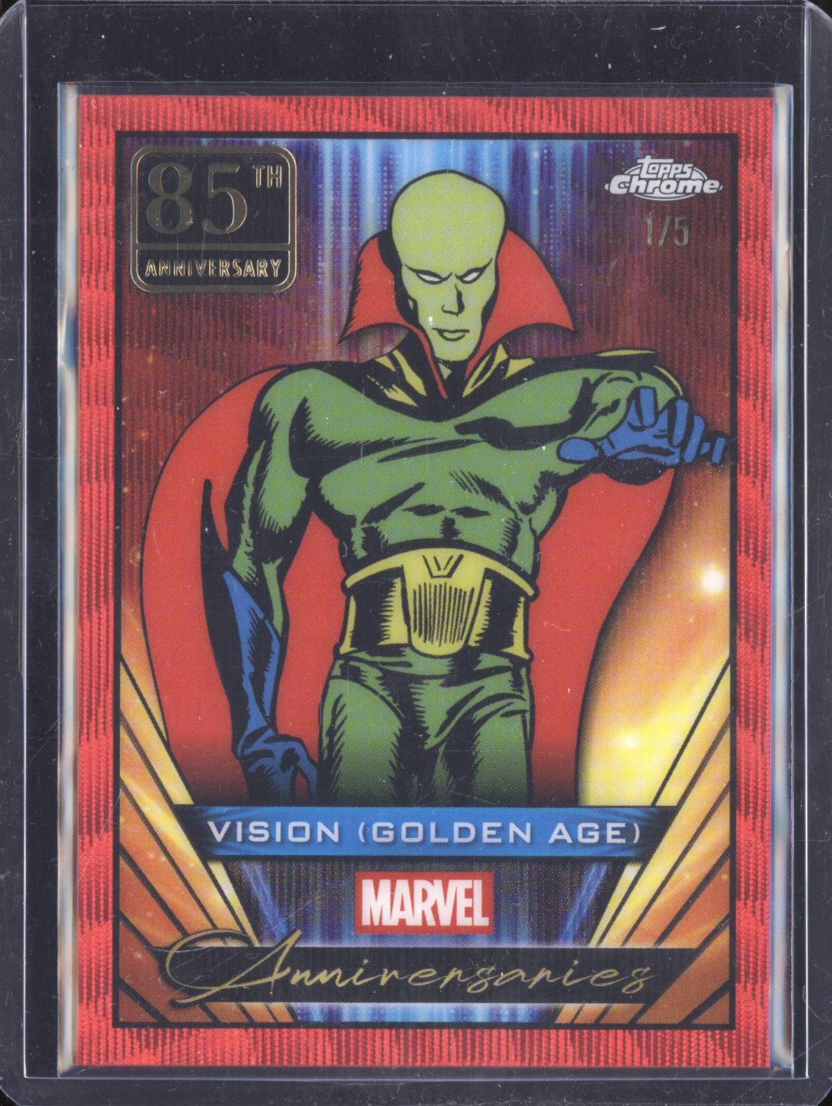 Vision (Golden Age) 2025 Topps Chrome Marvel MA-1 Marvel Anniversaries Red Wave 1/5