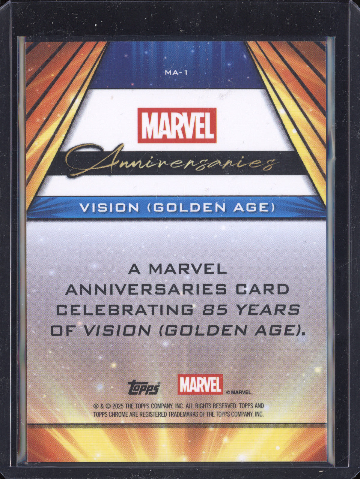 Vision (Golden Age) 2025 Topps Chrome Marvel MA-1 Marvel Anniversaries Red Wave 1/5
