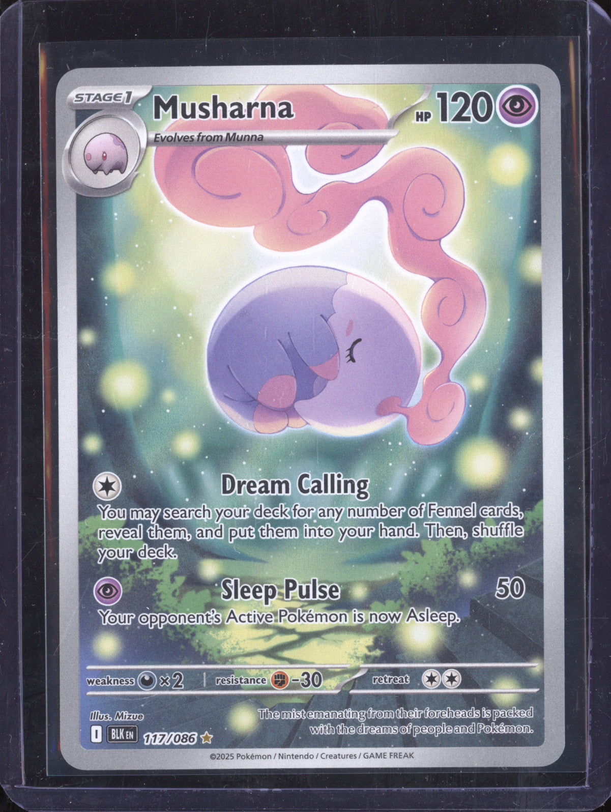 Musharna 2025 Pokemon Black Bolt 117/086 Illustration Rare