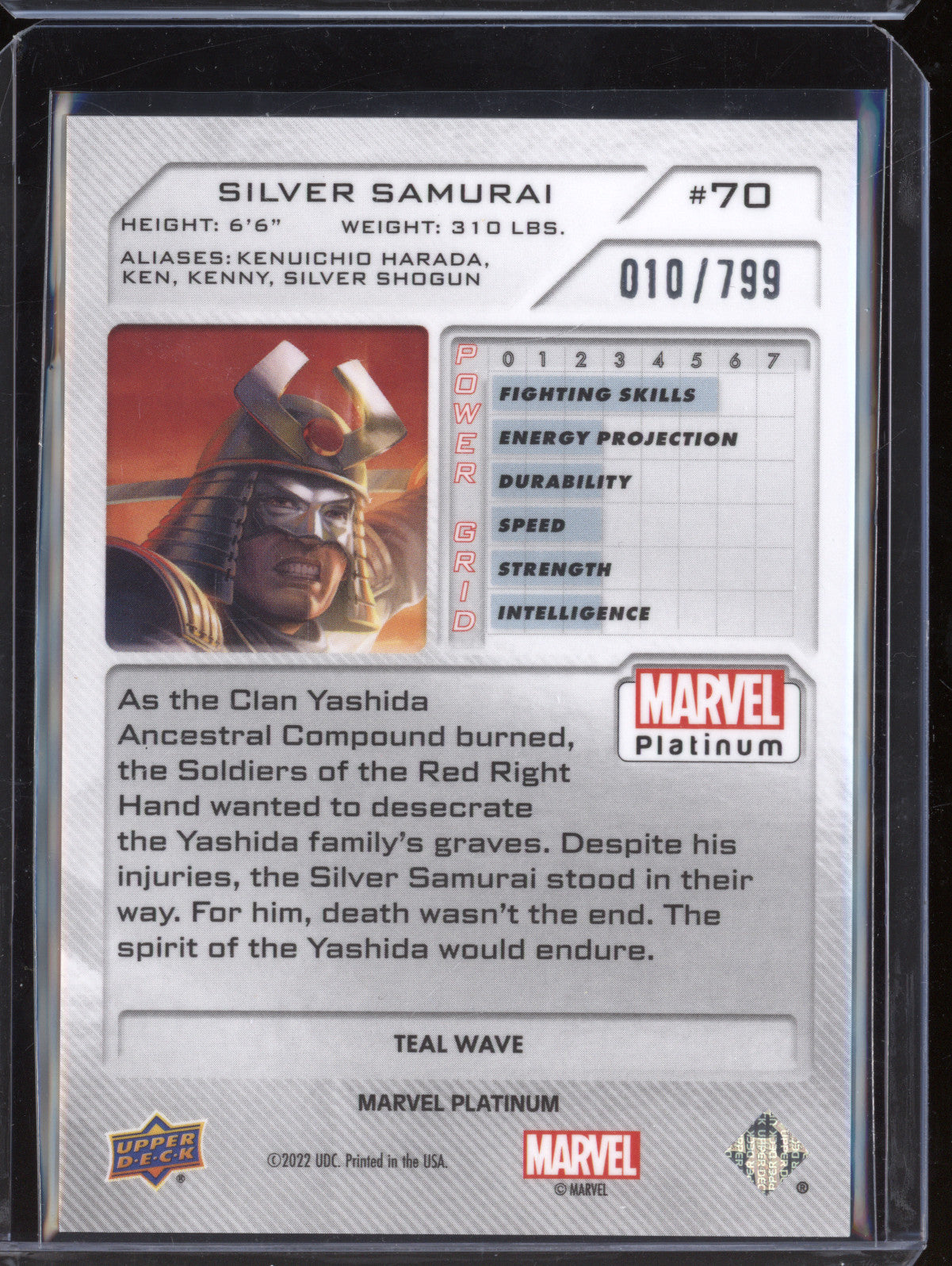 Silver Samurai 2023 Upper Deck Marvel Platinum 70 Teal Wave 10/799