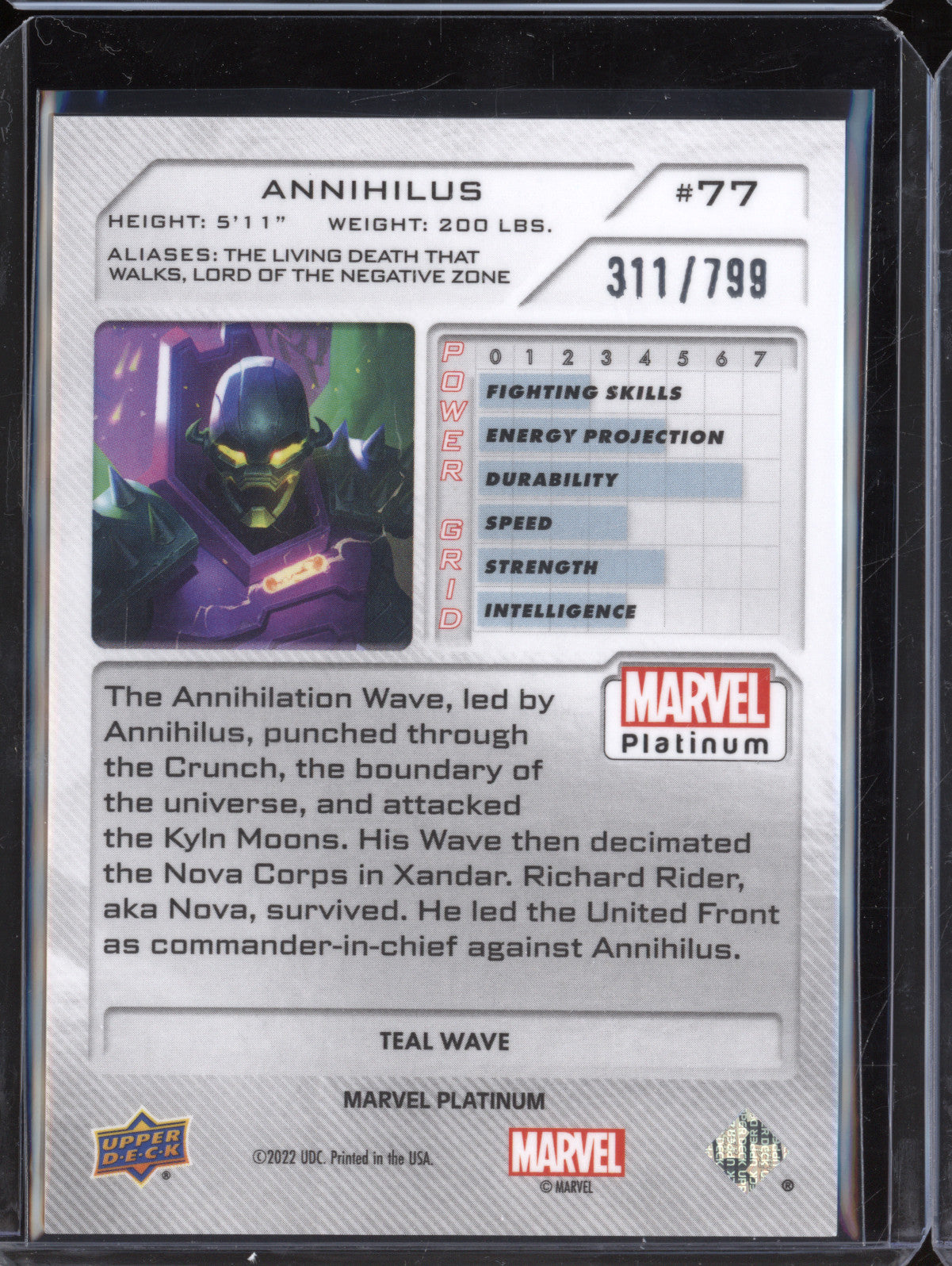 Annihilus 2023 Upper Deck Marvel Platinum 77 Teal Wave 311/799