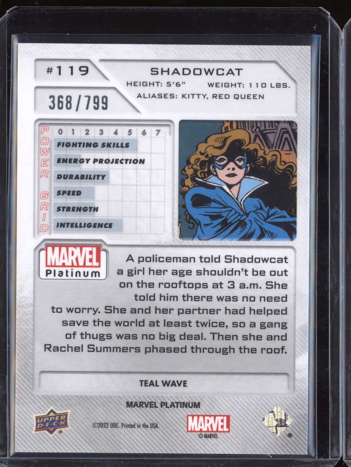 Shadowcat 2023 Upper Deck Marvel Platinum 119 Teal Wave 368/799