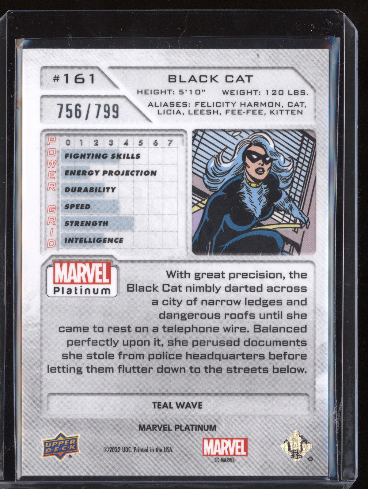Black Cat 2023 Upper Deck Marvel Platinum 161 Teal Wave 756/799