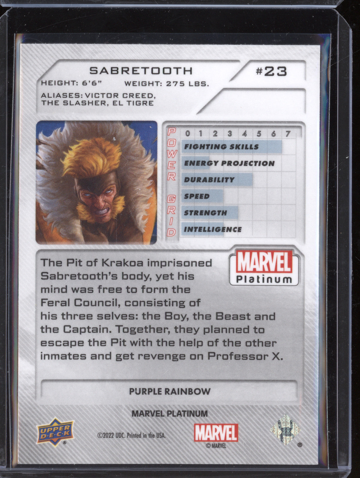 Sabretooth 2023 Upper Deck Marvel Platinum 23 Purple Rainbow