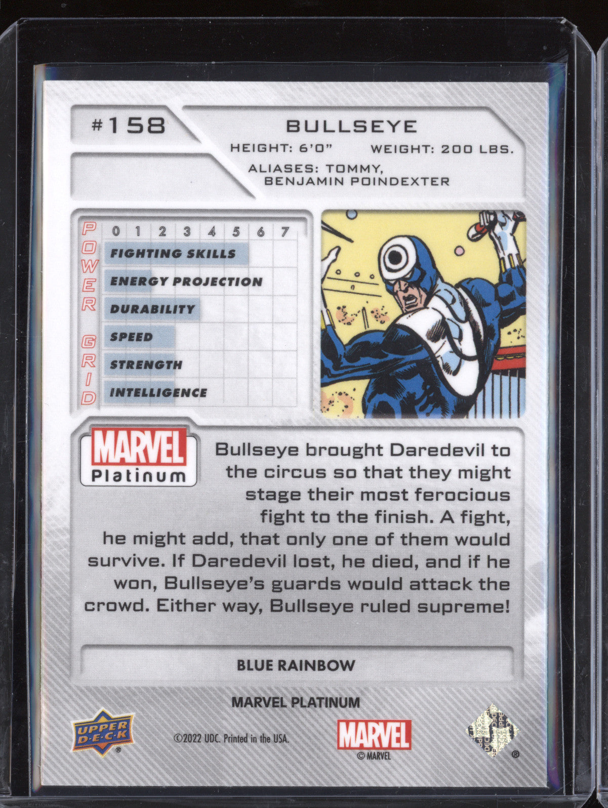 Bullseye 2023 Upper Deck Marvel Platinum 158 Blue Rainbow