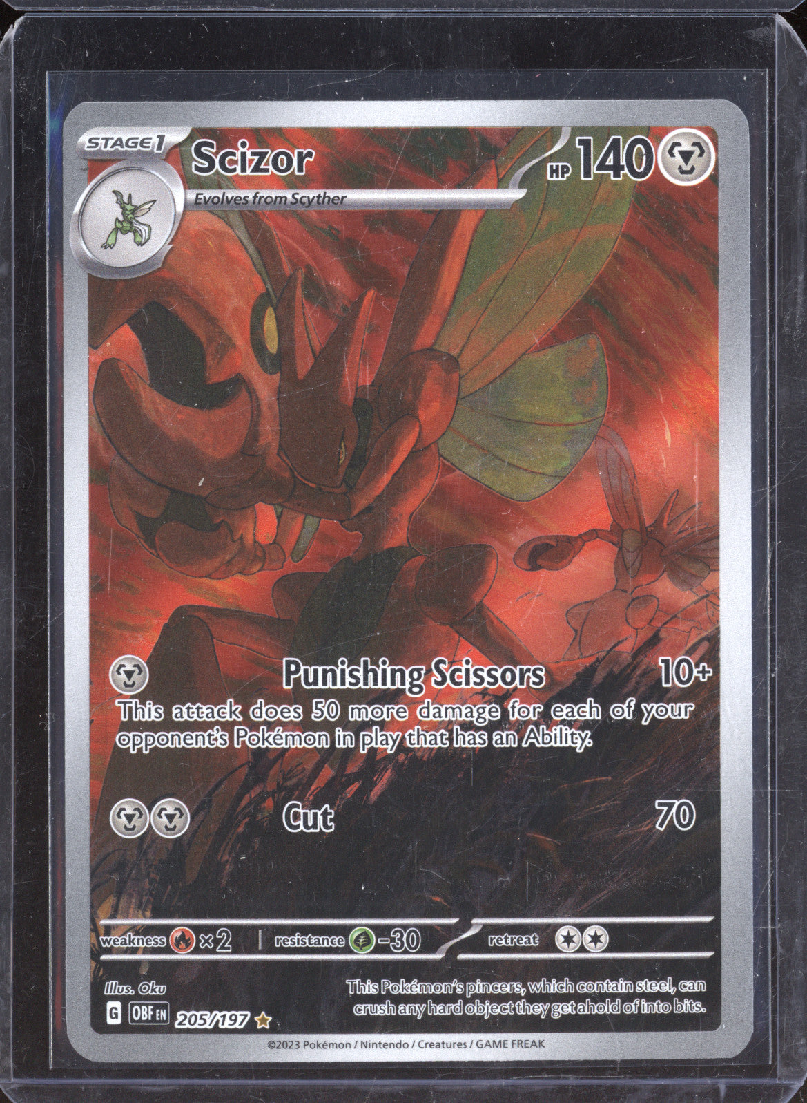 Scizor 2023 Pokemon Obsidian Flames 205 Illustration Rare