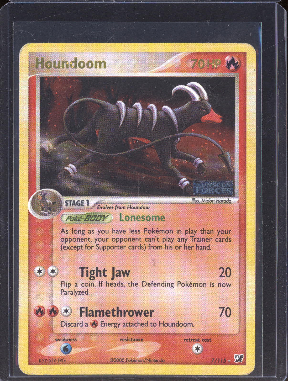 Houndoom 2005 Pokemon EX Unseen Forces 7/115 Reverse Holo
