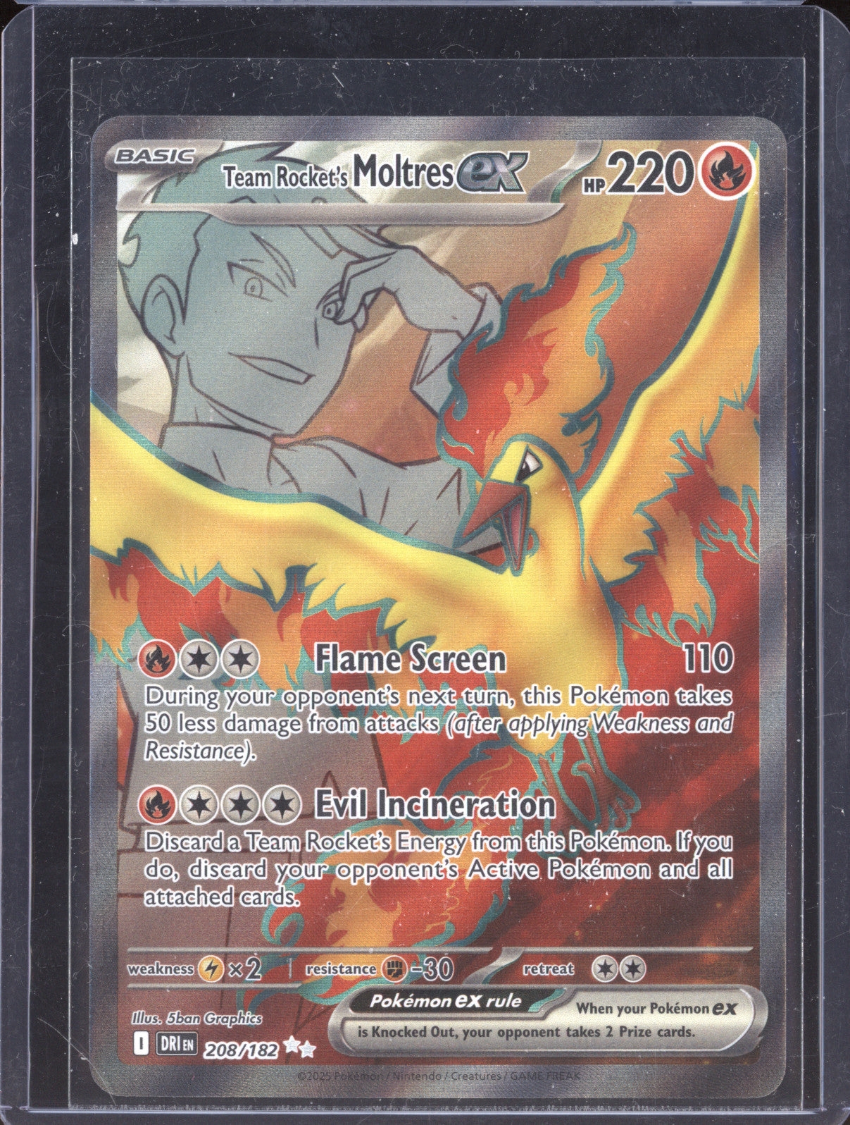 2025 Pokemon Destined Rivals 208/182 Team Rocket's Moltres ex Ultra Rare