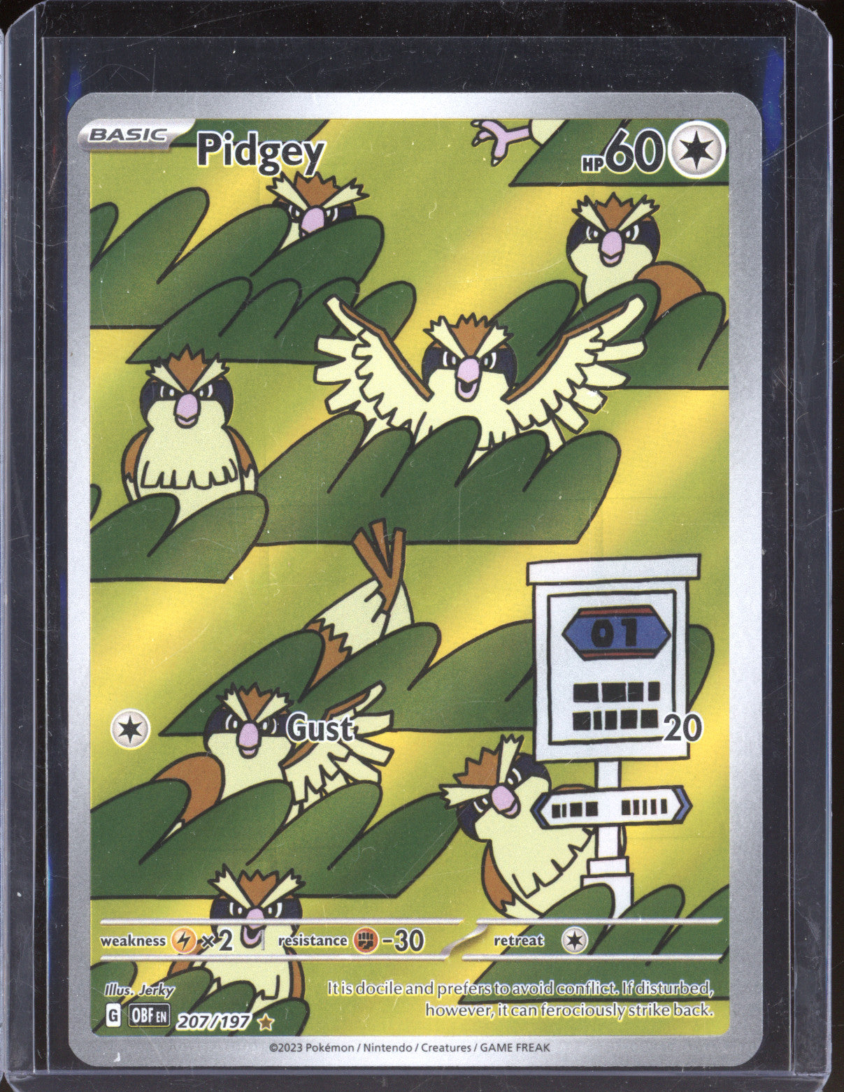 Pidgey 2023 Pokemon Obsidian Flames OBF 207/197 Illustration Rare