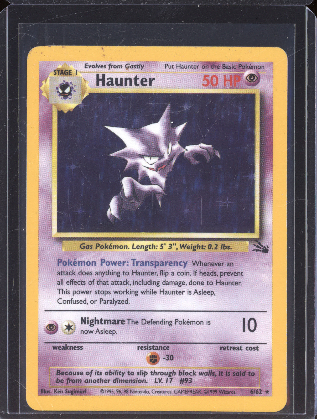 1999 Pokemon Fossil 6/62 Haunter Holo Rare