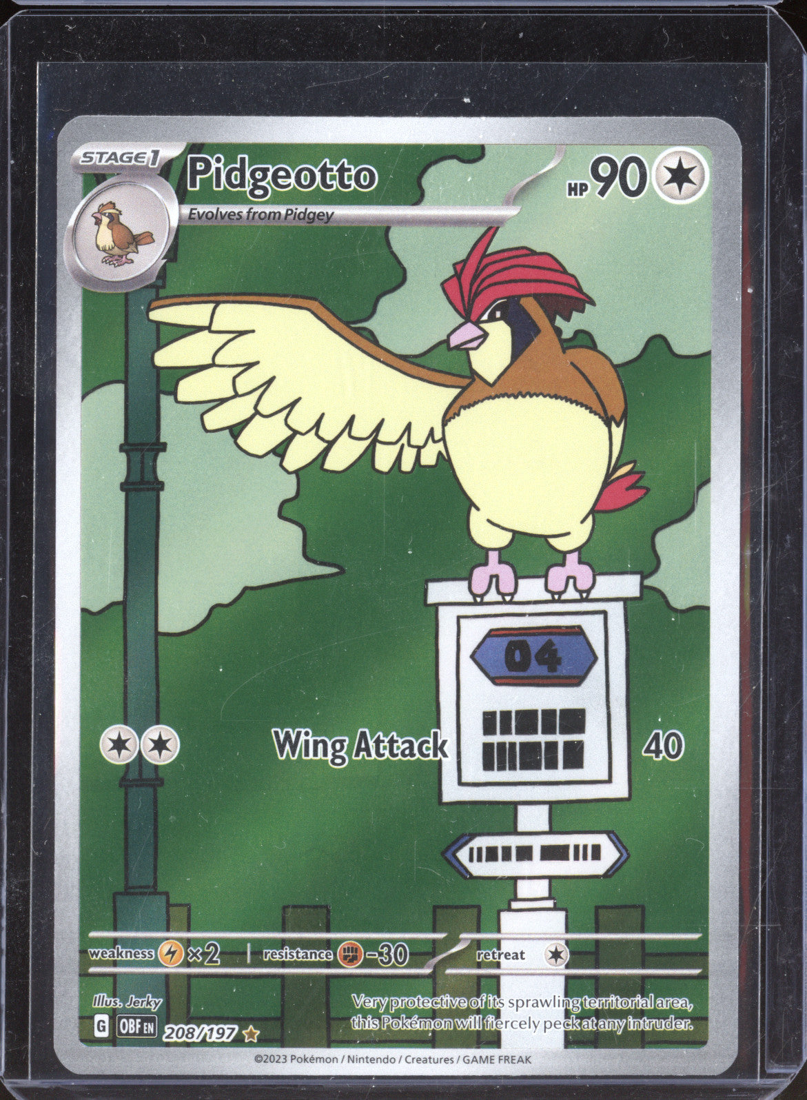 Pidgeotto 2023 Pokemon Obsidian Flames OBF 208/197 Illustration Rare