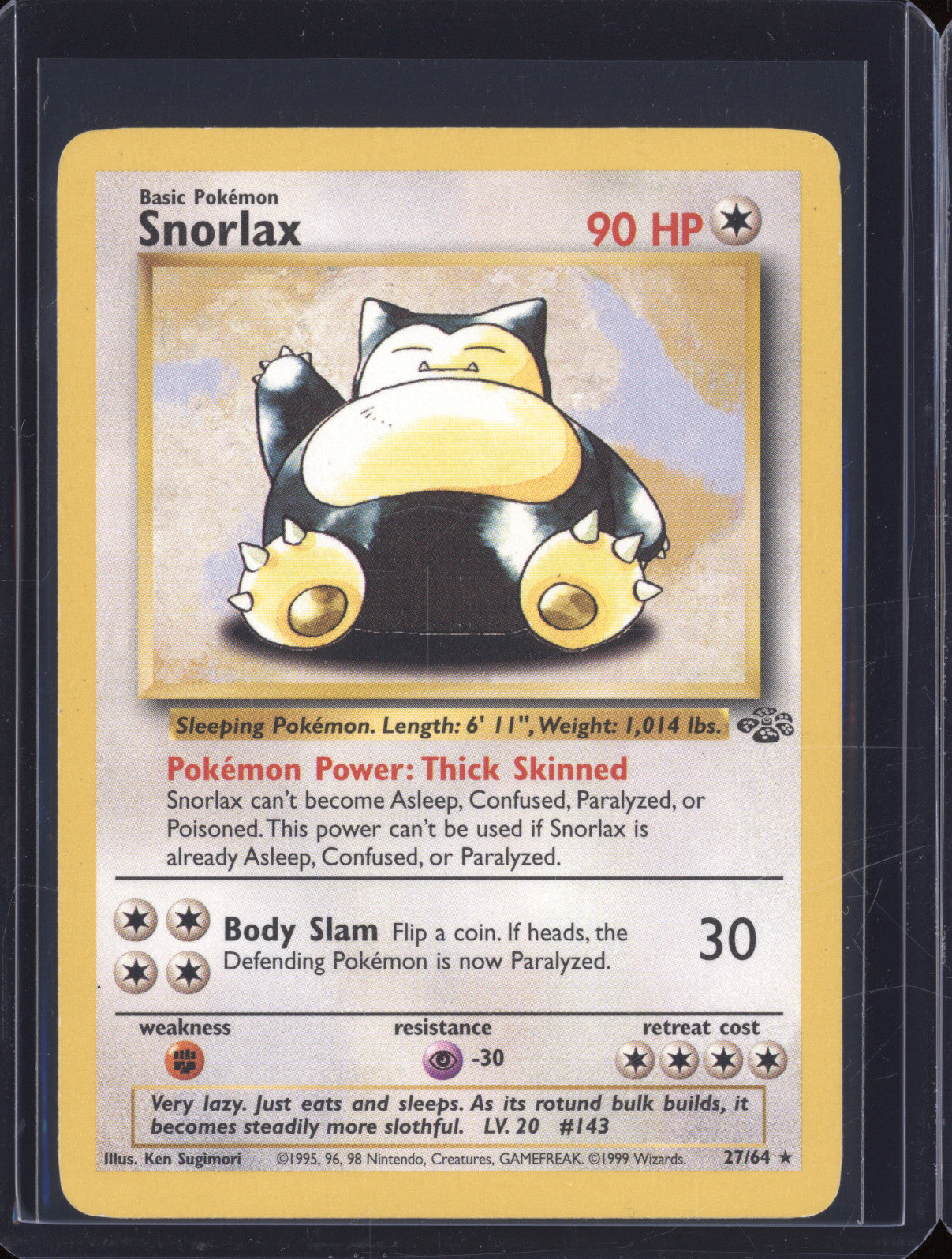 1999 Pokemon Jungle 27 Snorlax Rare