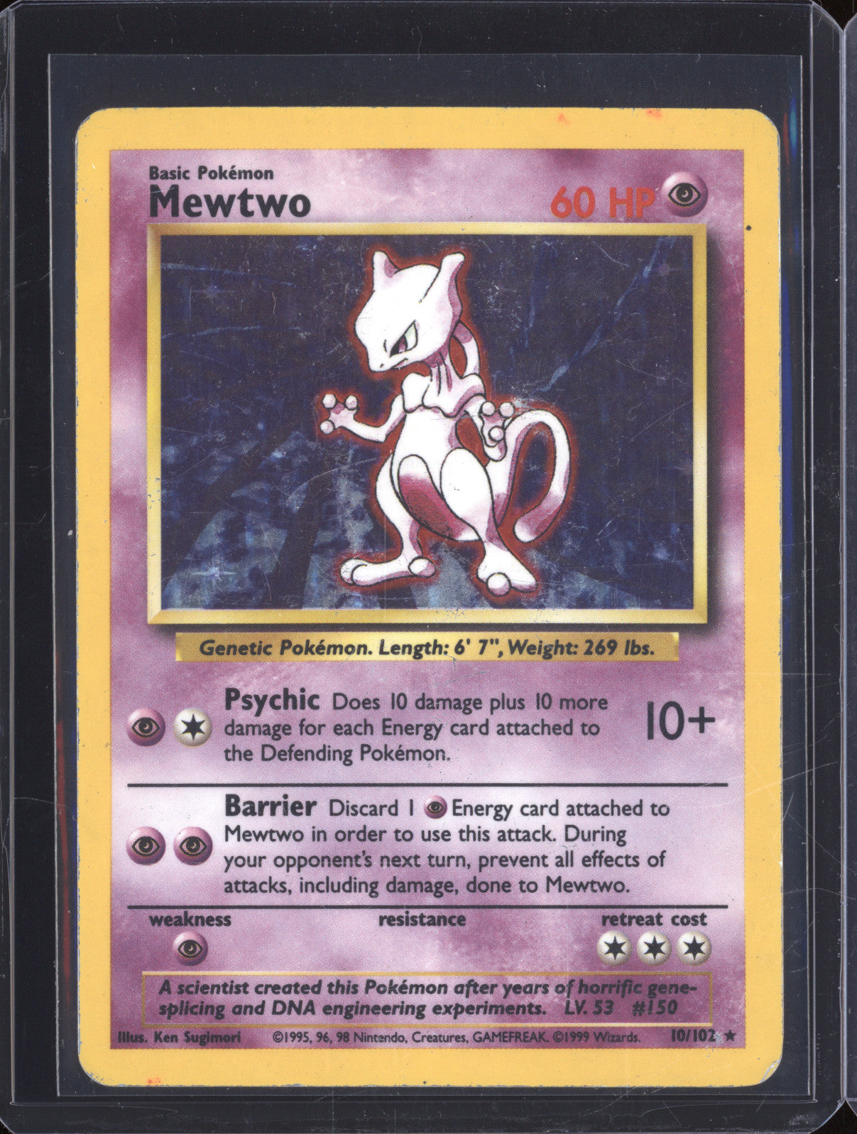 1999 Wizards of the Coast Pokemon Base Set 10/102 Mewtwo Holo
