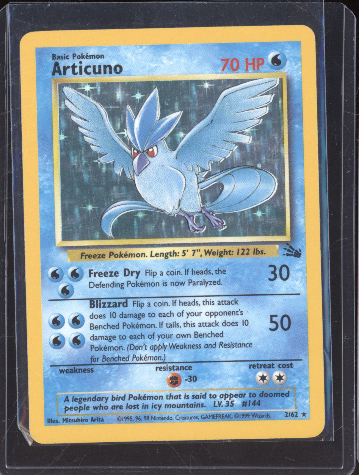 1999 Wizards of the Coast Pokemon Fossil 2/62 Articuno Holo