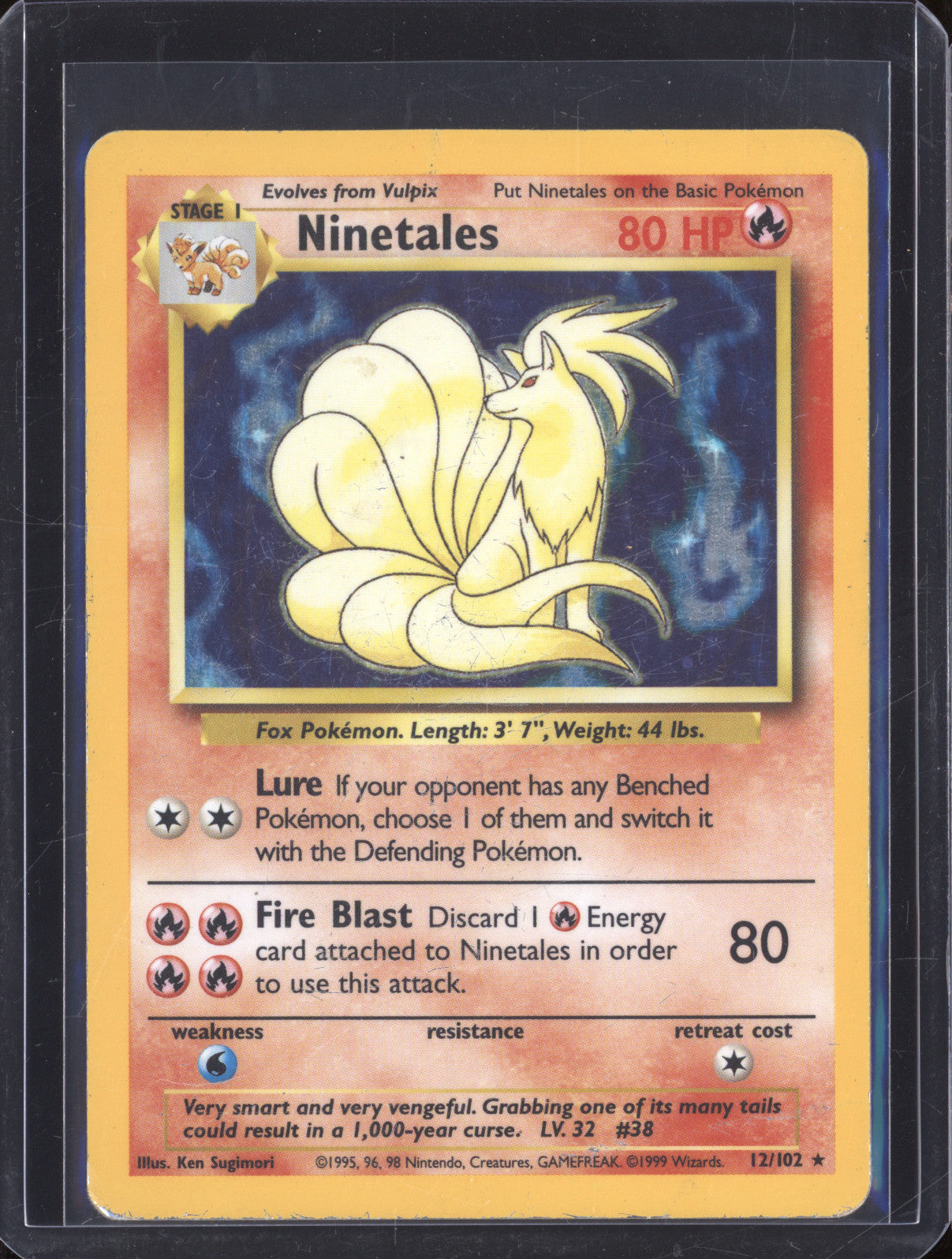1999 Pokemon Base Set 12/102 Ninetales Holo Rare