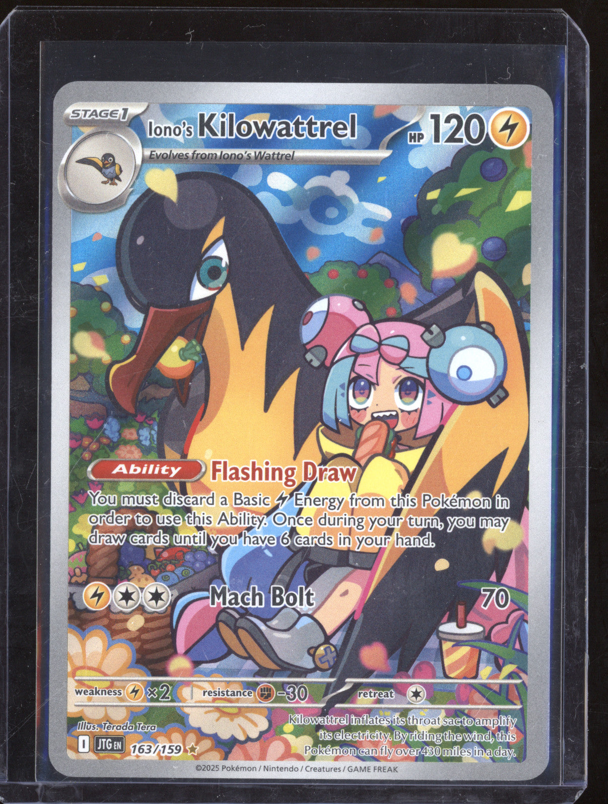 Iono's Kilowattrel 2025 Pokemon Journey Together JTG 163/159 Illustration Rare