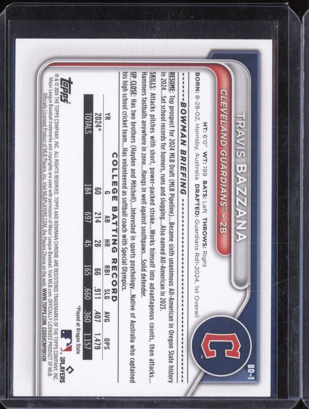 2024 Bowman Bowman Draft BD-1 Travis Bazzana