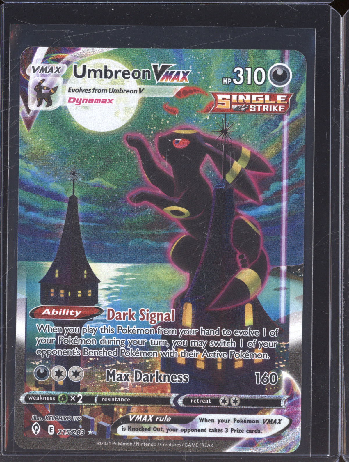 2021 Pokemon Evolving Skies 215/203 Umbreon VMAX Alternate Art Secret Rare