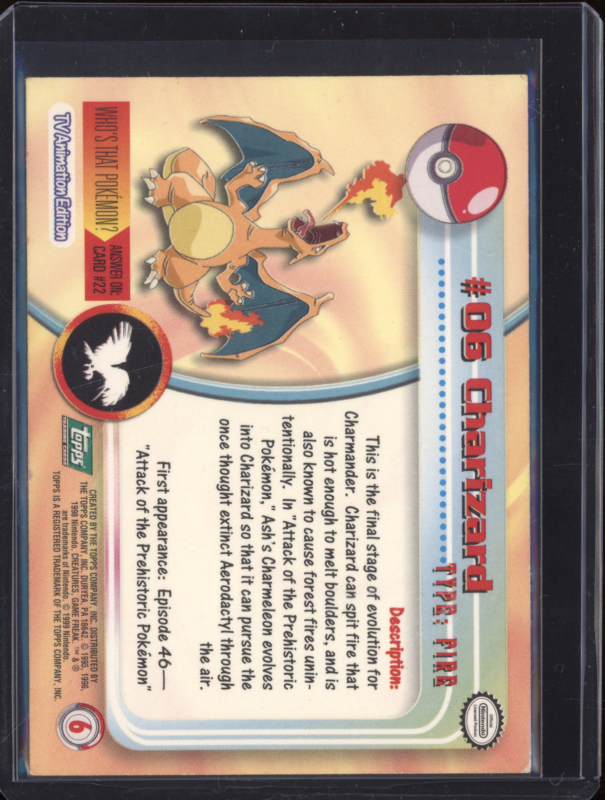 1999 Topps Series 1 06 Charizard Green Logo