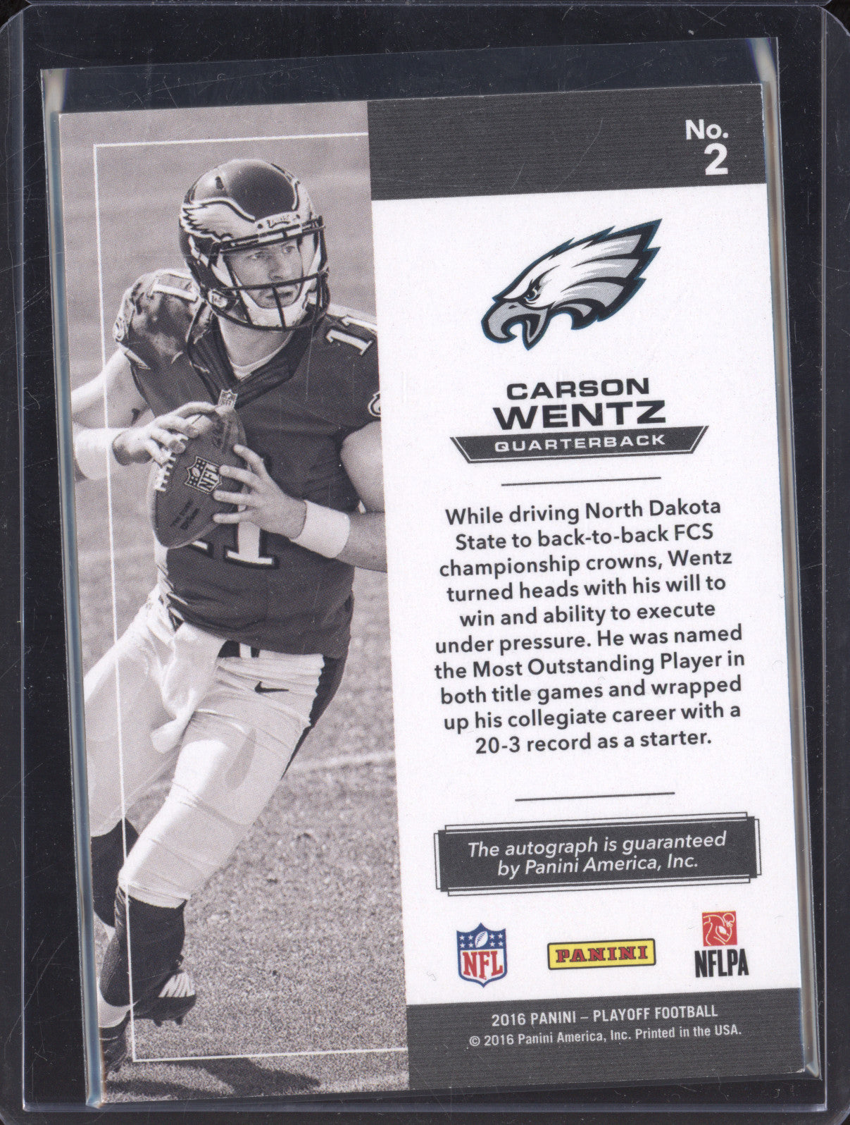 2016 Panini Playoff Football 2 Carson Wentz Auto 060/199