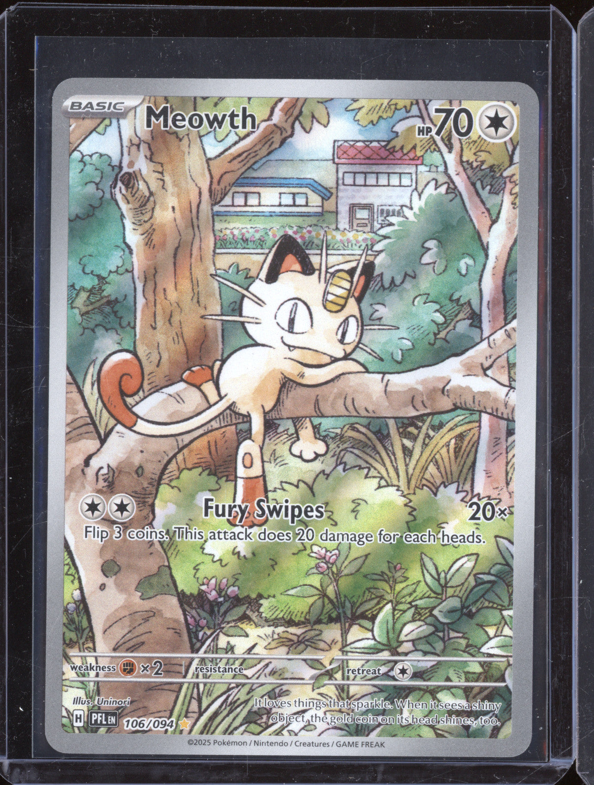 Meowth 2025 Pokemon Phantasmal Flames PFL 106/094 Illustration Rare