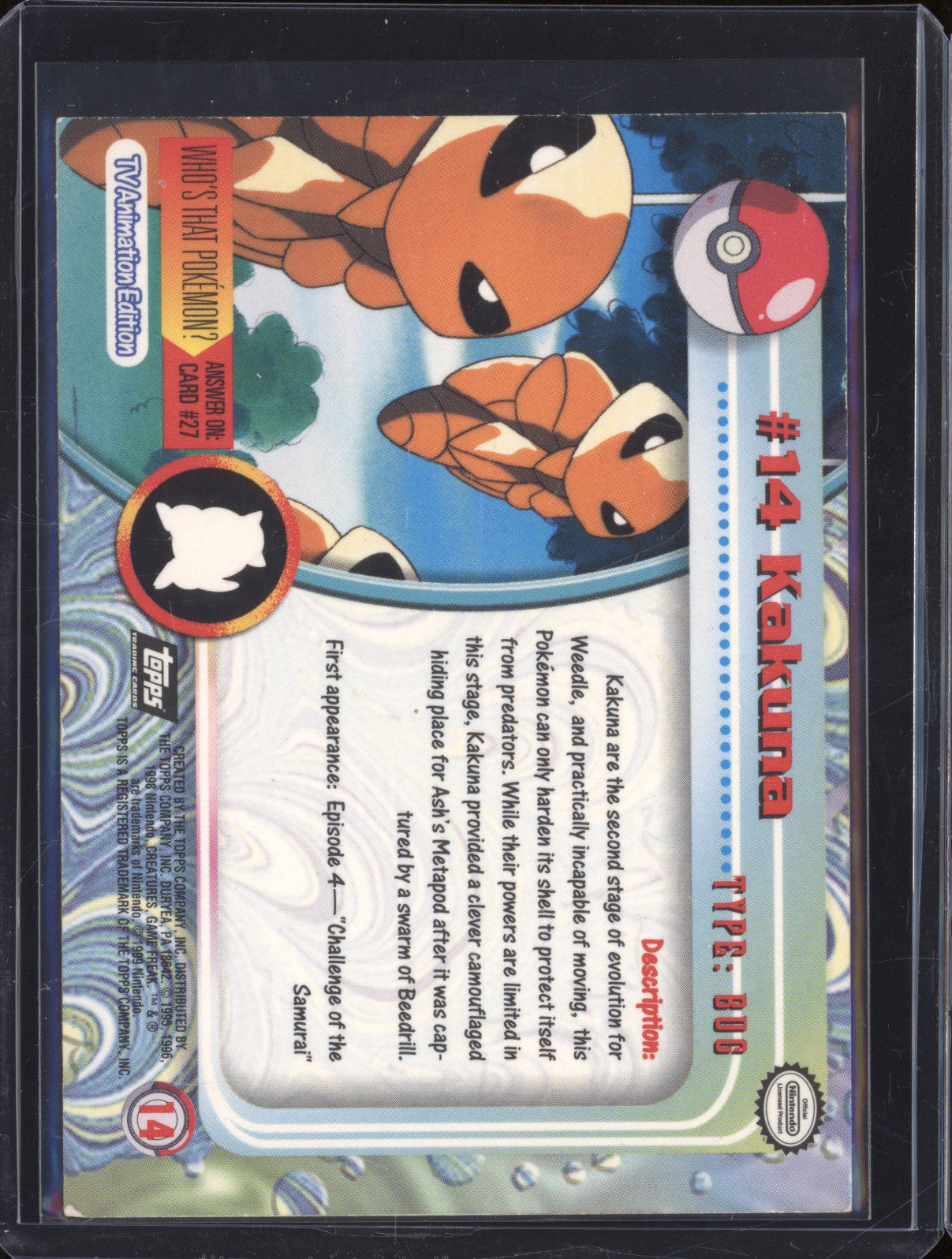 1999 Pokemon Topps Series 1 14 Kakuna Holo