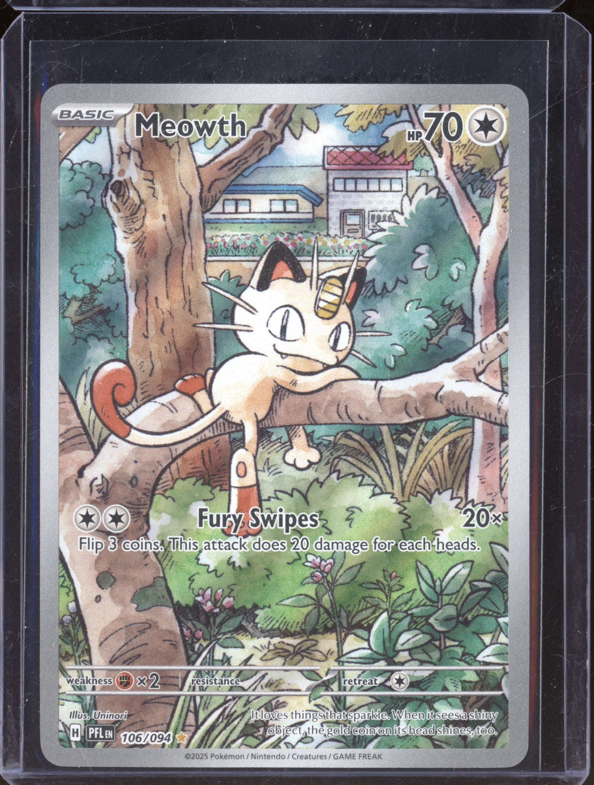 Meowth 2025 Pokemon Phantasmal Flames 106/094 Illustration Rare
