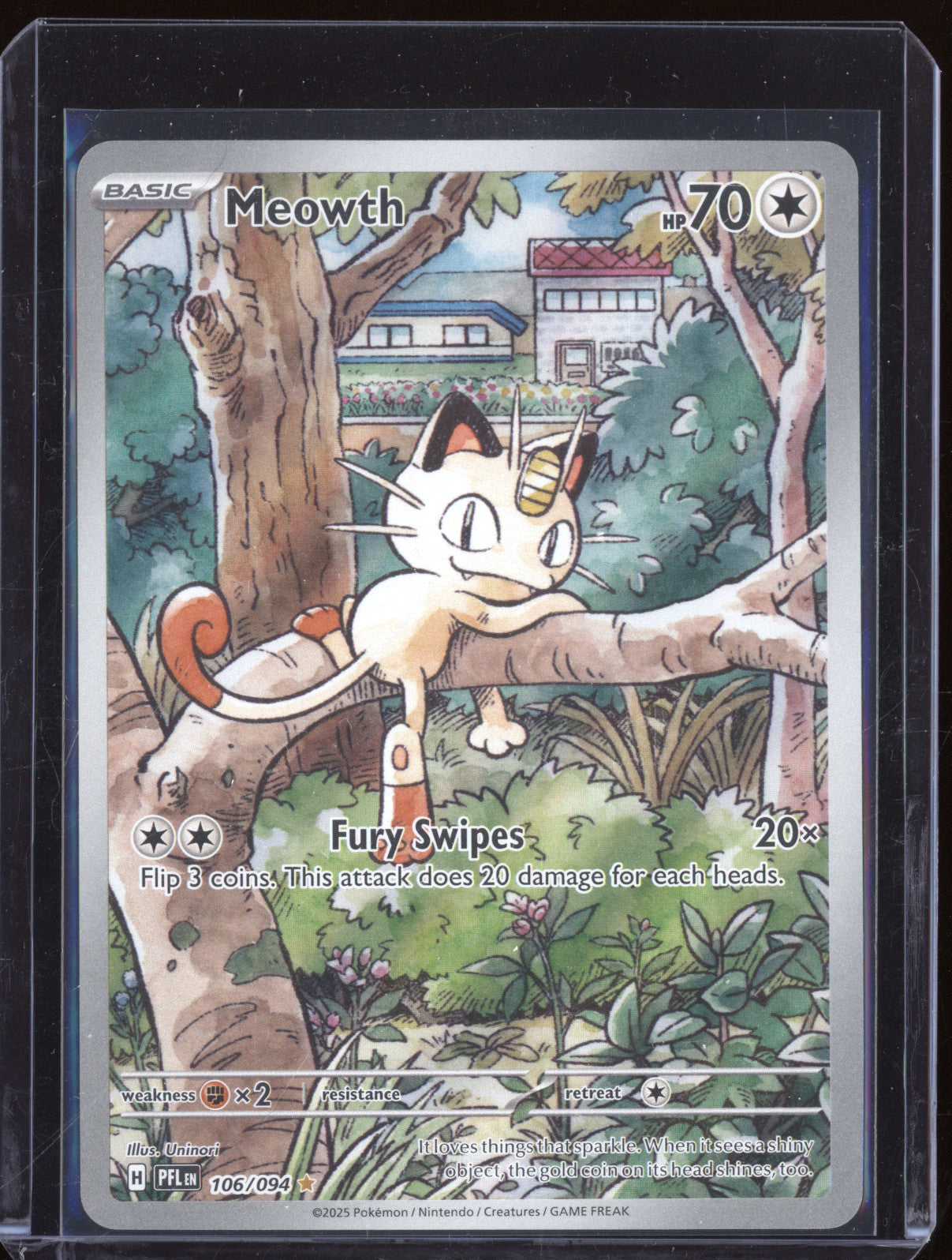 Meowth 2025 Pokemon Phantasmal Flames 106/094 Illustration Rare
