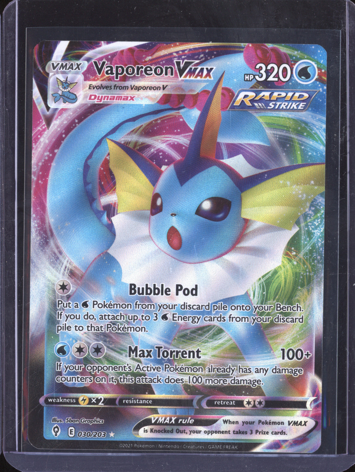 Vaporeon VMax 2021 Pokemon Evolving Skies 030/203 Ultra Rare