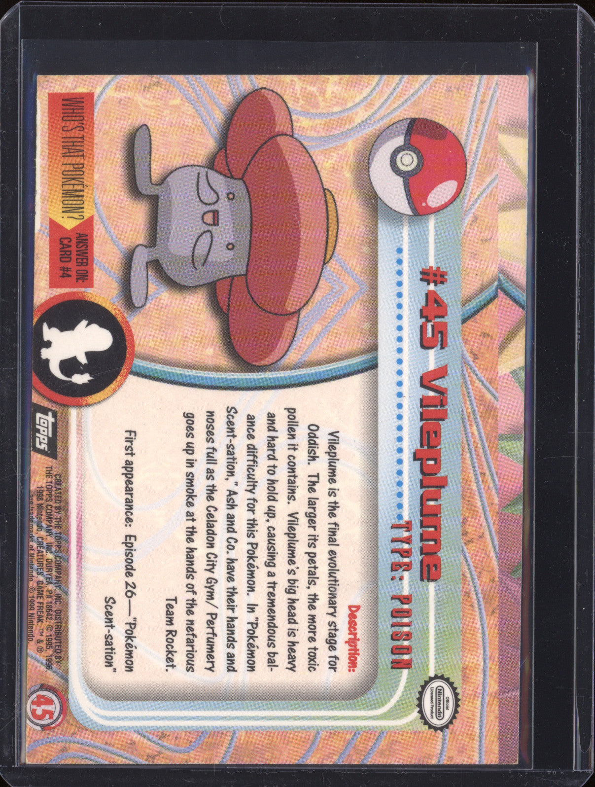 1999 Pokemon Topps Series 1 45 Vileplume Holo (Miscut Error)