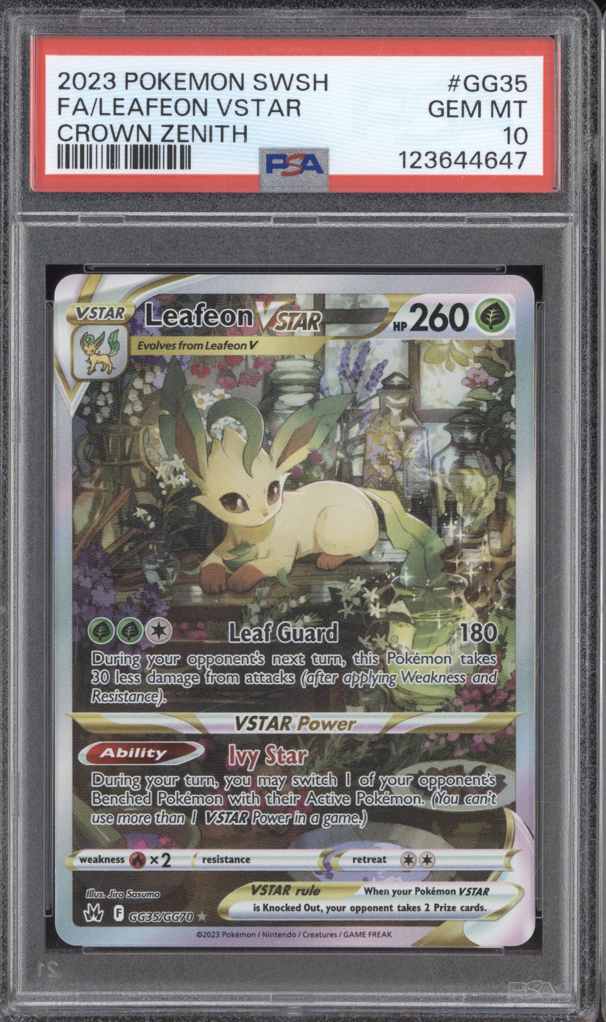 2023 Pokemon Crown Zenith GG35 Leafeon VSTAR Full Art PSA 10