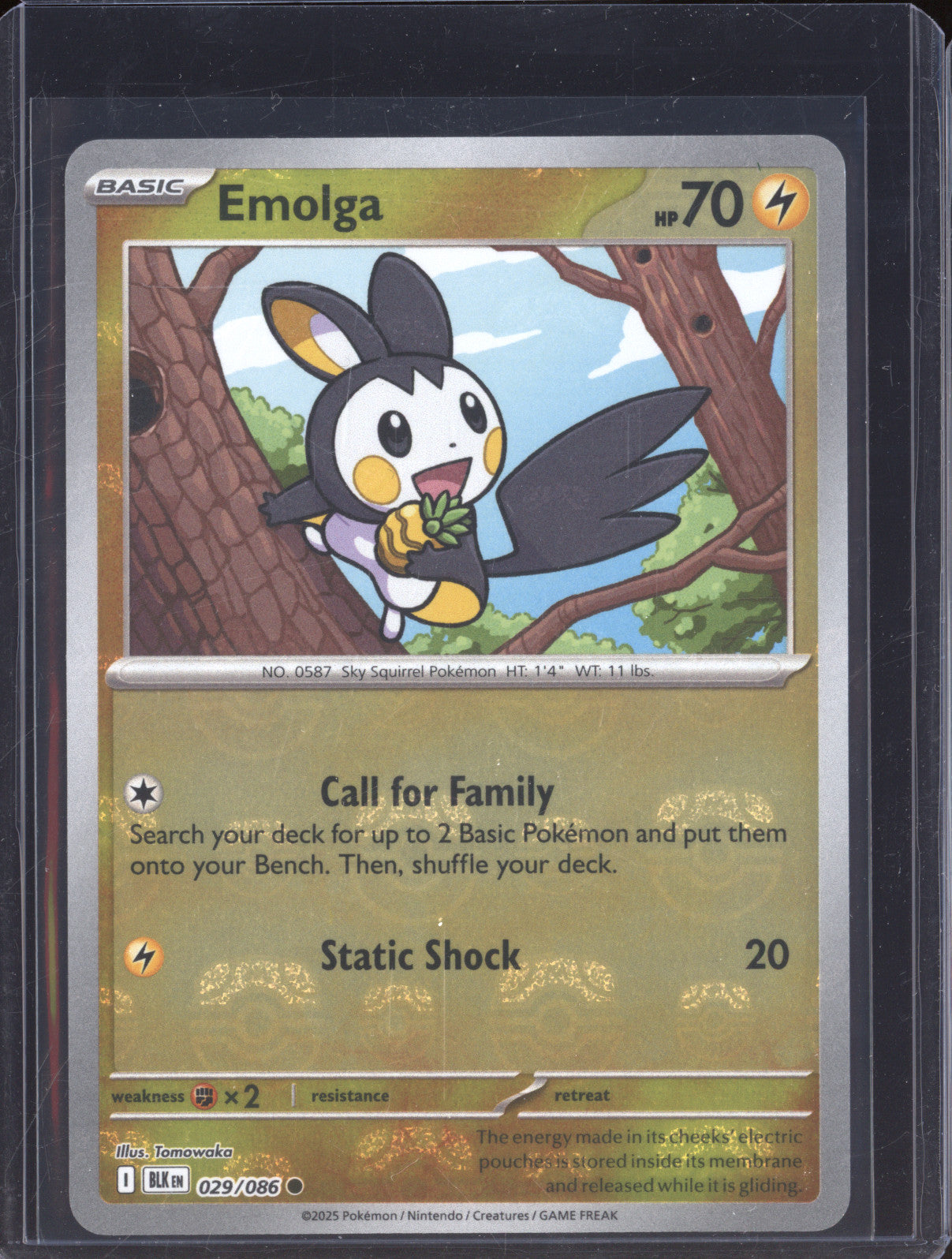 Emolga 2025 Pokemon Black Bolt 029/086 Master Ball Reverse Holo