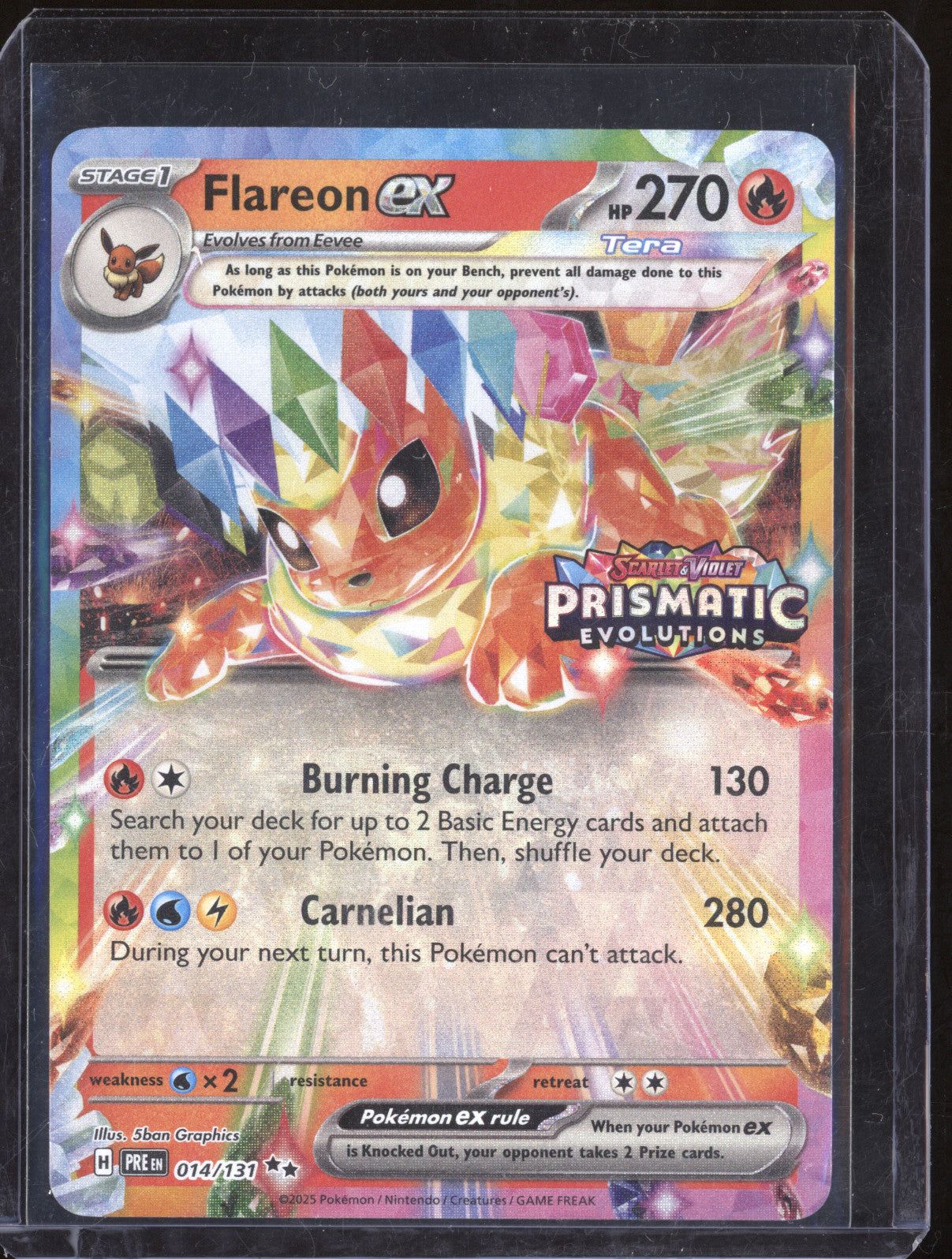 Flareon 2025 Pokemon Prismatic Evolutions PRE 014/131 Surprise Box Stamp Promo