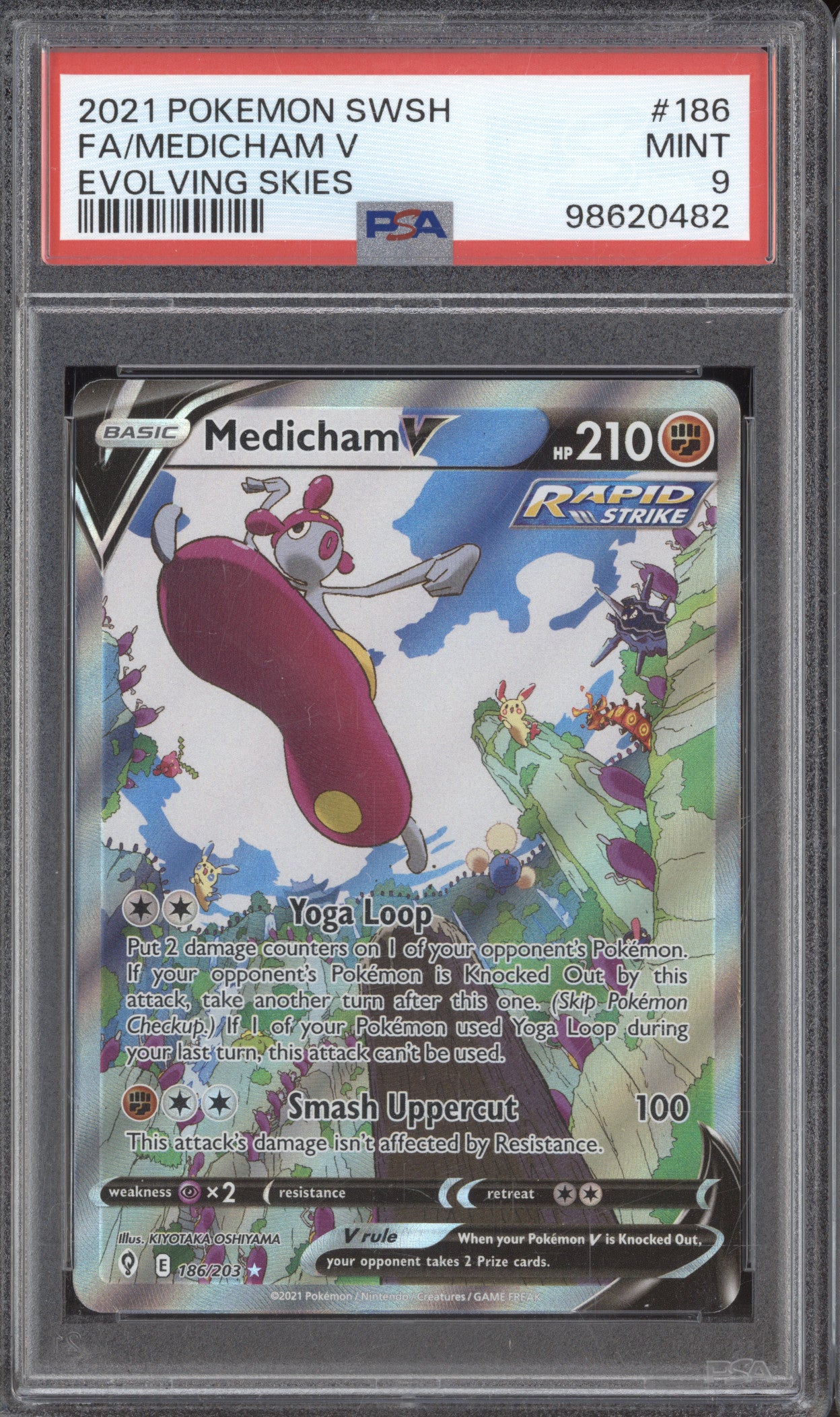 2021 Pokemon Evolving Skies 186/203 Medicham V Full Art PSA 9