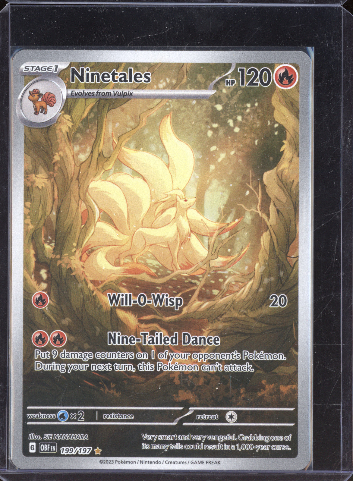 Ninetales 2023 Pokemon Obsidian Flames OBF 199/197 Illustration Rare