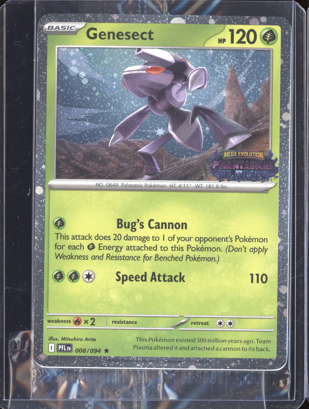Genesect 2025 Pokemon Phantasmal Flames PFL 008/094 Holo Rare Stamped Promo