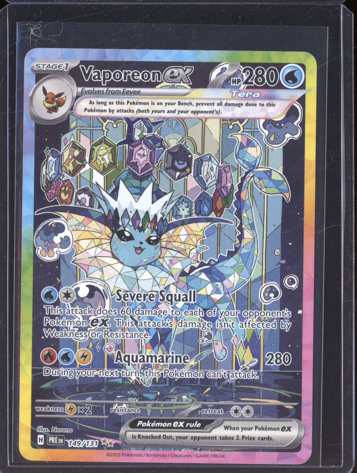 2025 Pokemon Prismatic Evolutions PRE 149/131 Vaporeon ex Special Illustration